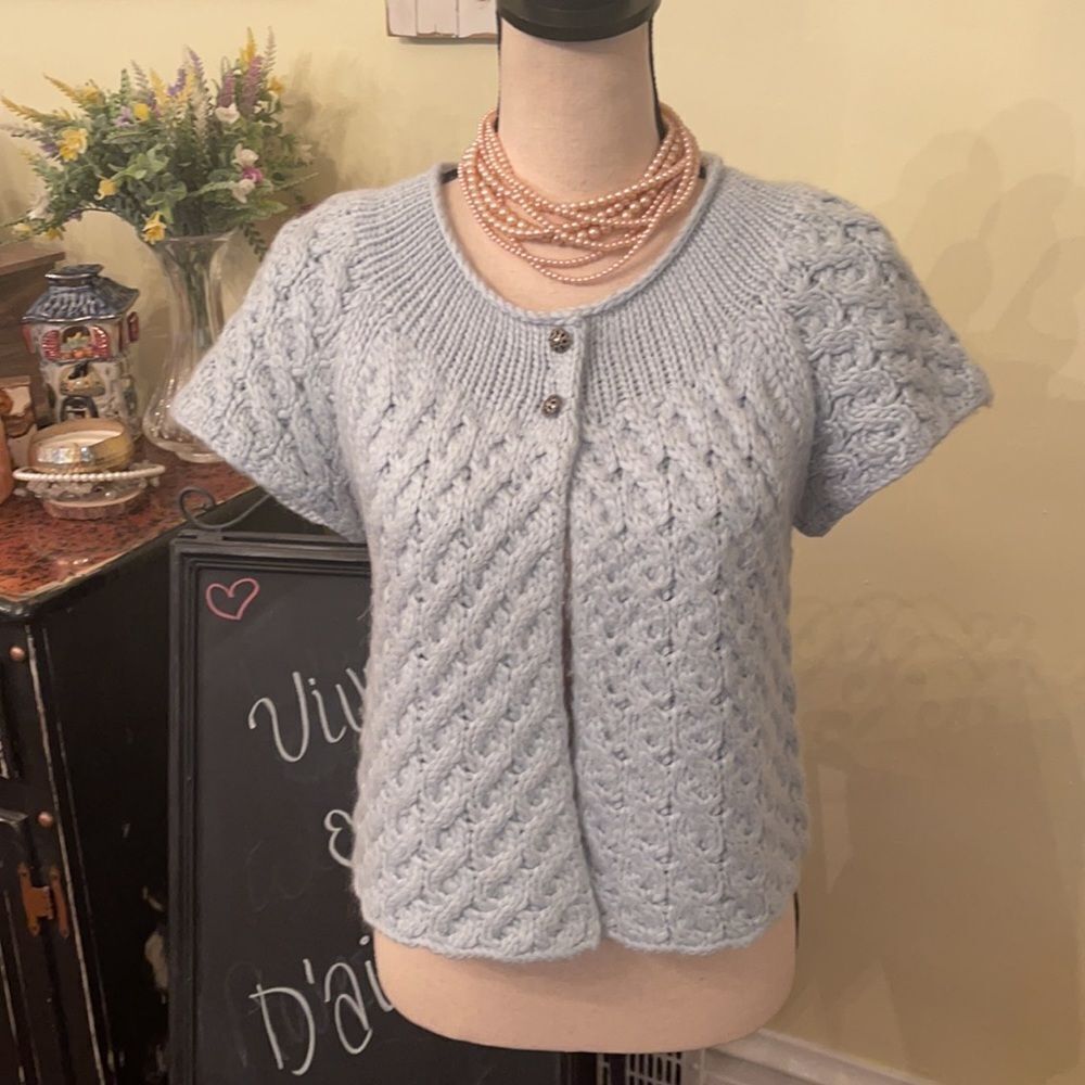 🌸AphOrism L Baby Blue Cap Sleeve Shrug Cardigan